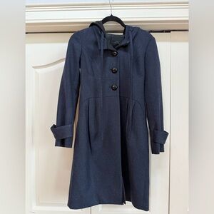 ROBERT RODRIGUEZ | Hooded Navy Wool Blend Jacket